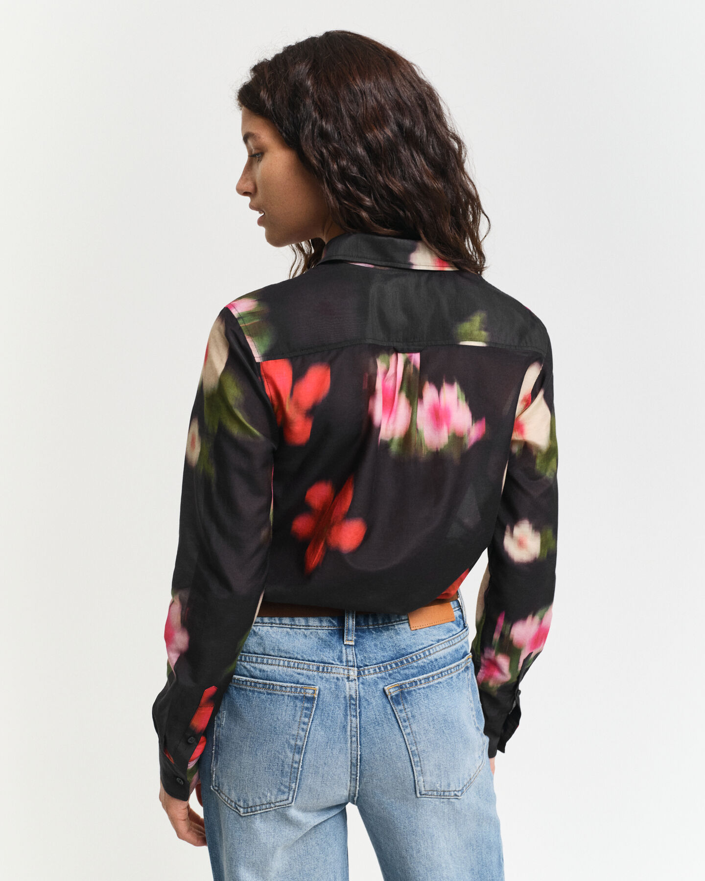 Camisa de seda y algodón floral Regular Fit