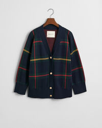 Cárdigan con cuello de pico y cuadros