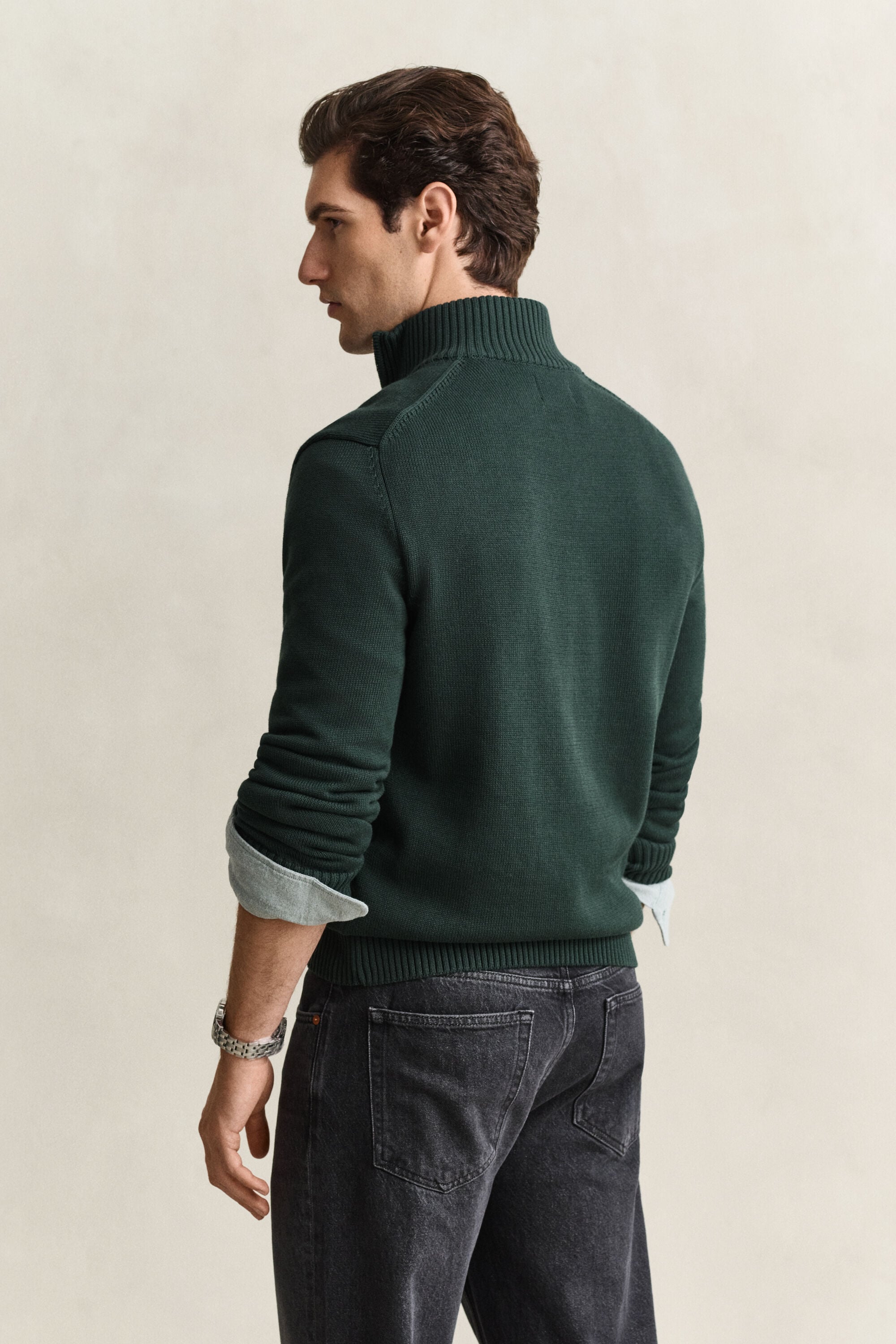 Jersey de algodón con media cremallera Casual