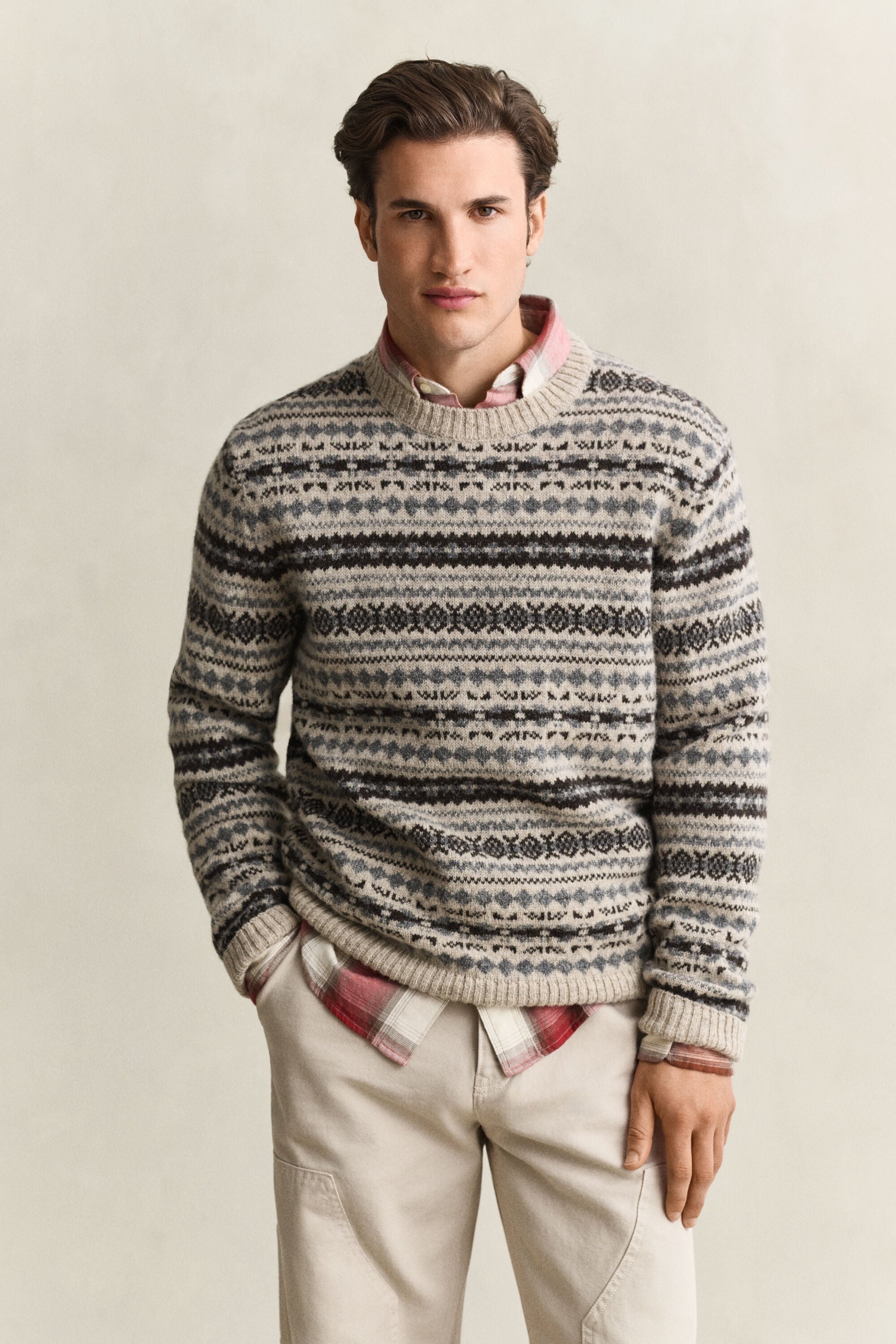 Jersey de jacquard de lana perchada