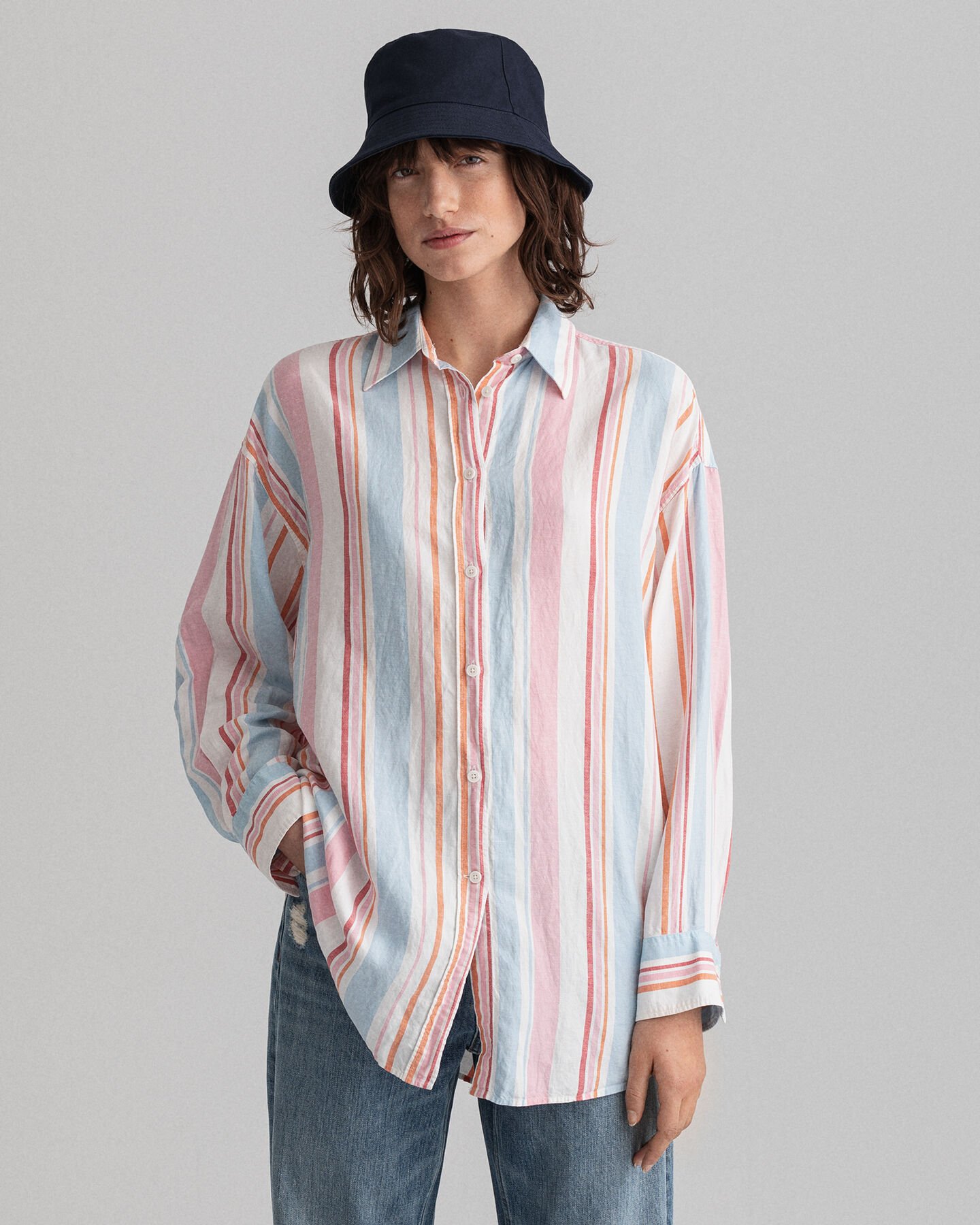 Camisa extragrande con varios diseños de rayas