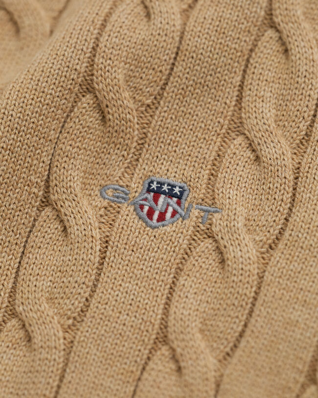 Jersey de punto de ochos de algodón con cuello de cisne