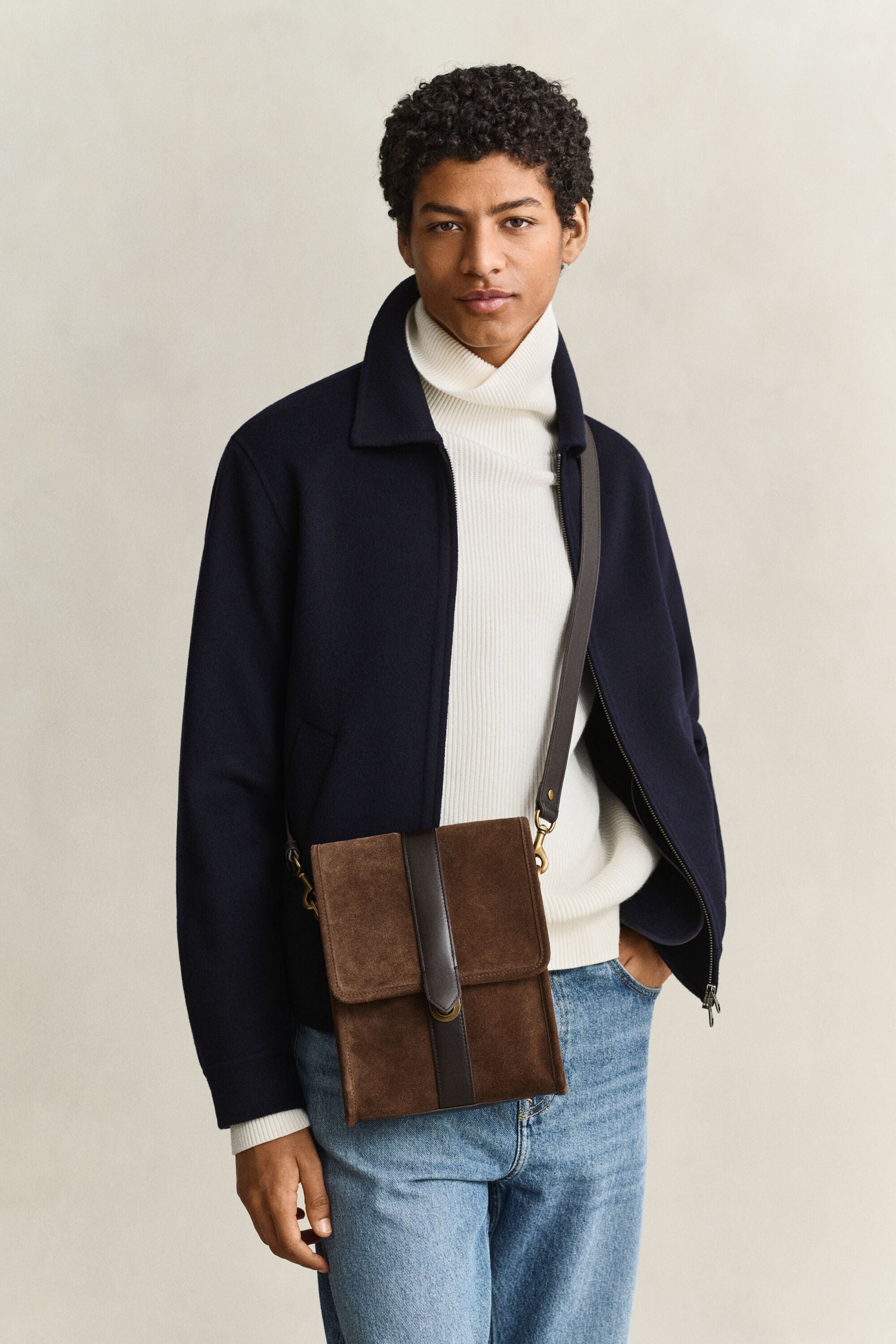 Bolso de hombro de ante