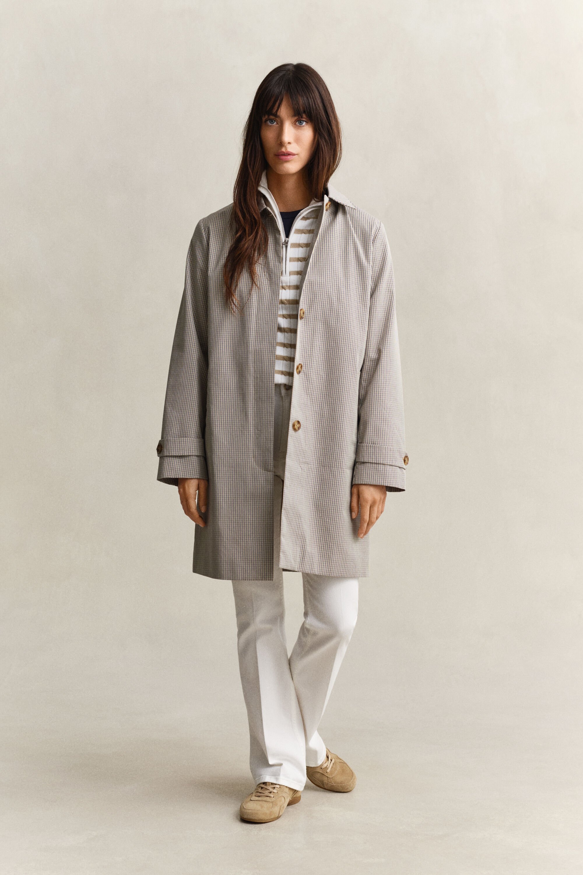 Jersey de punto de ochos a rayas con media cremallera