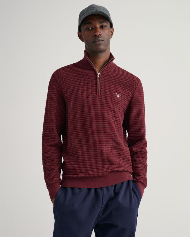 Jersey de algod&oacute;n Texture con media cremallera