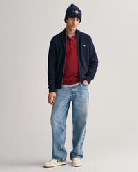 C&aacute;rdigan de algod&oacute;n con cremallera y textura