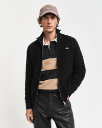 Cárdigan de algodón con cremallera y textura