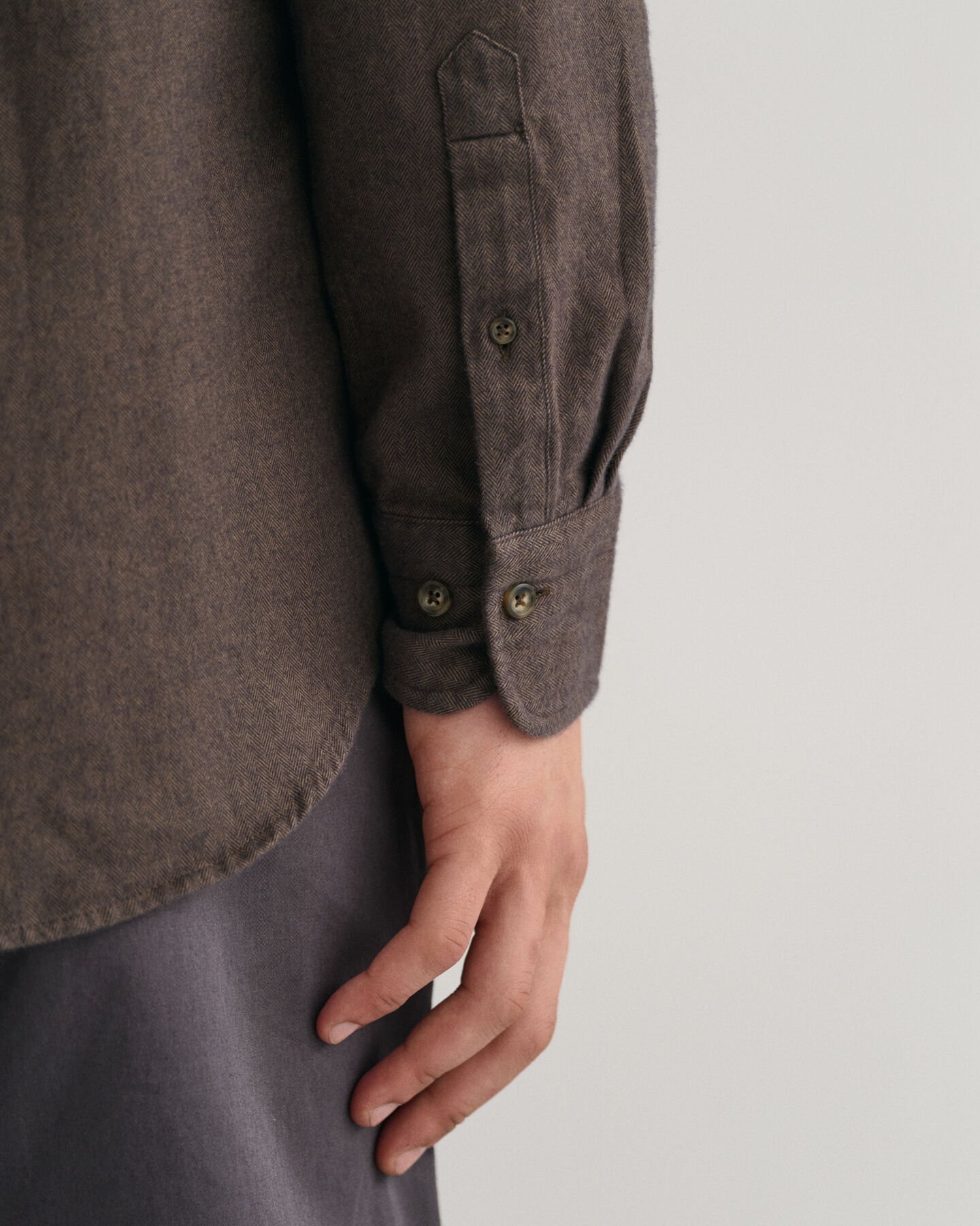 Camisa de franela Regular Fit con diseño de espiga