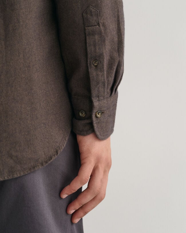 Camisa de franela Regular Fit con diseño de espiga