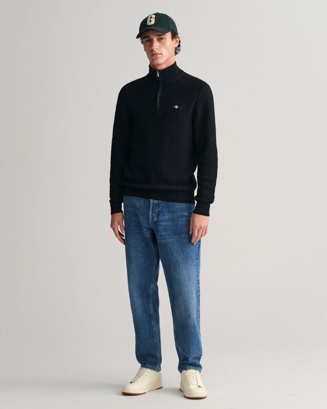 Jersey de algod&oacute;n con media cremallera Textured