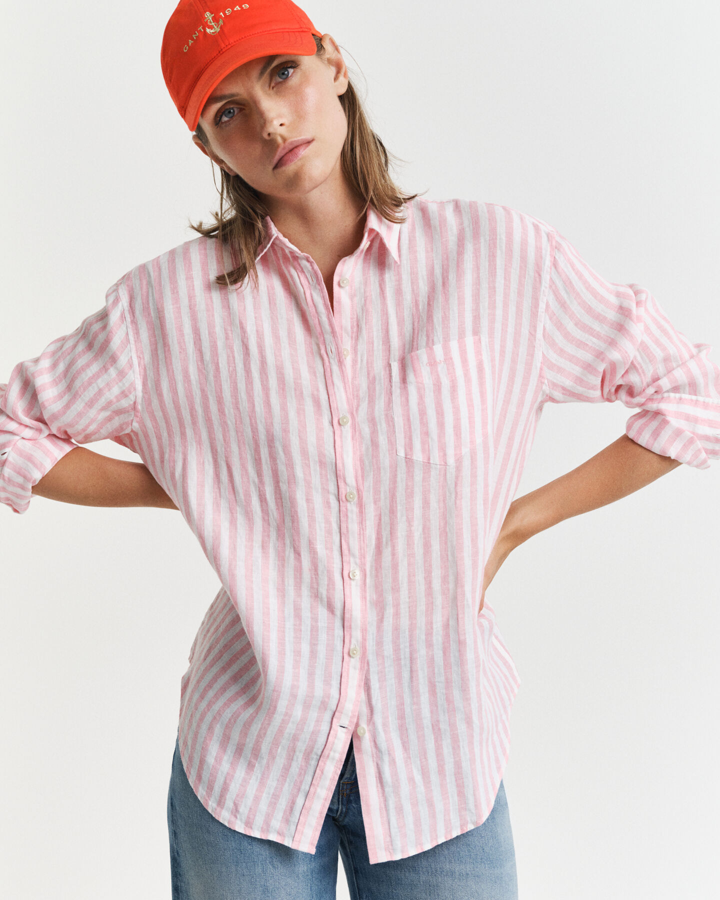 Camisa Relaxed Fit de lino a rayas