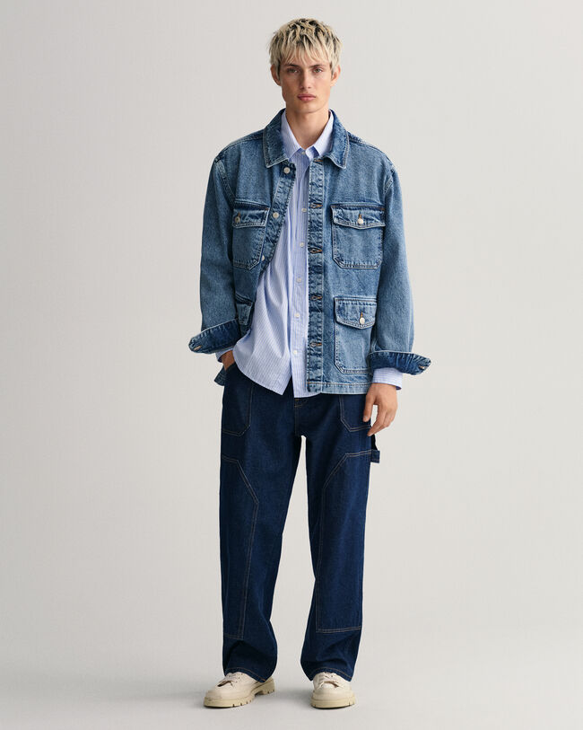 Camisa extragrande de popelina a rayas