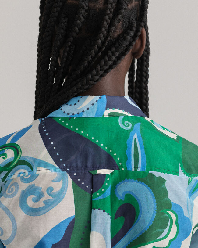 Camisa Regular Fit de seda y algodón con estampado de cachemir