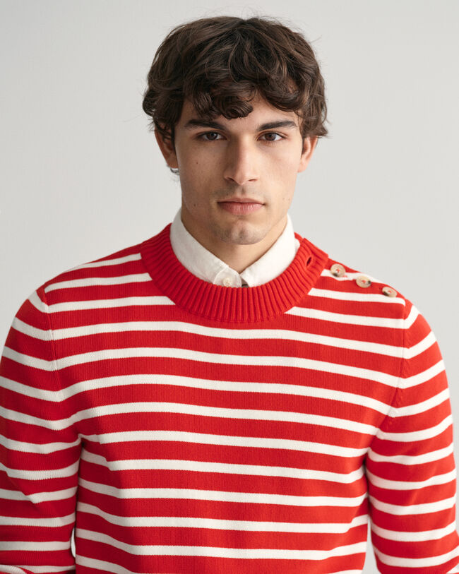 Jersey de algod&oacute;n con cuello redondo Breton Striped Shiny