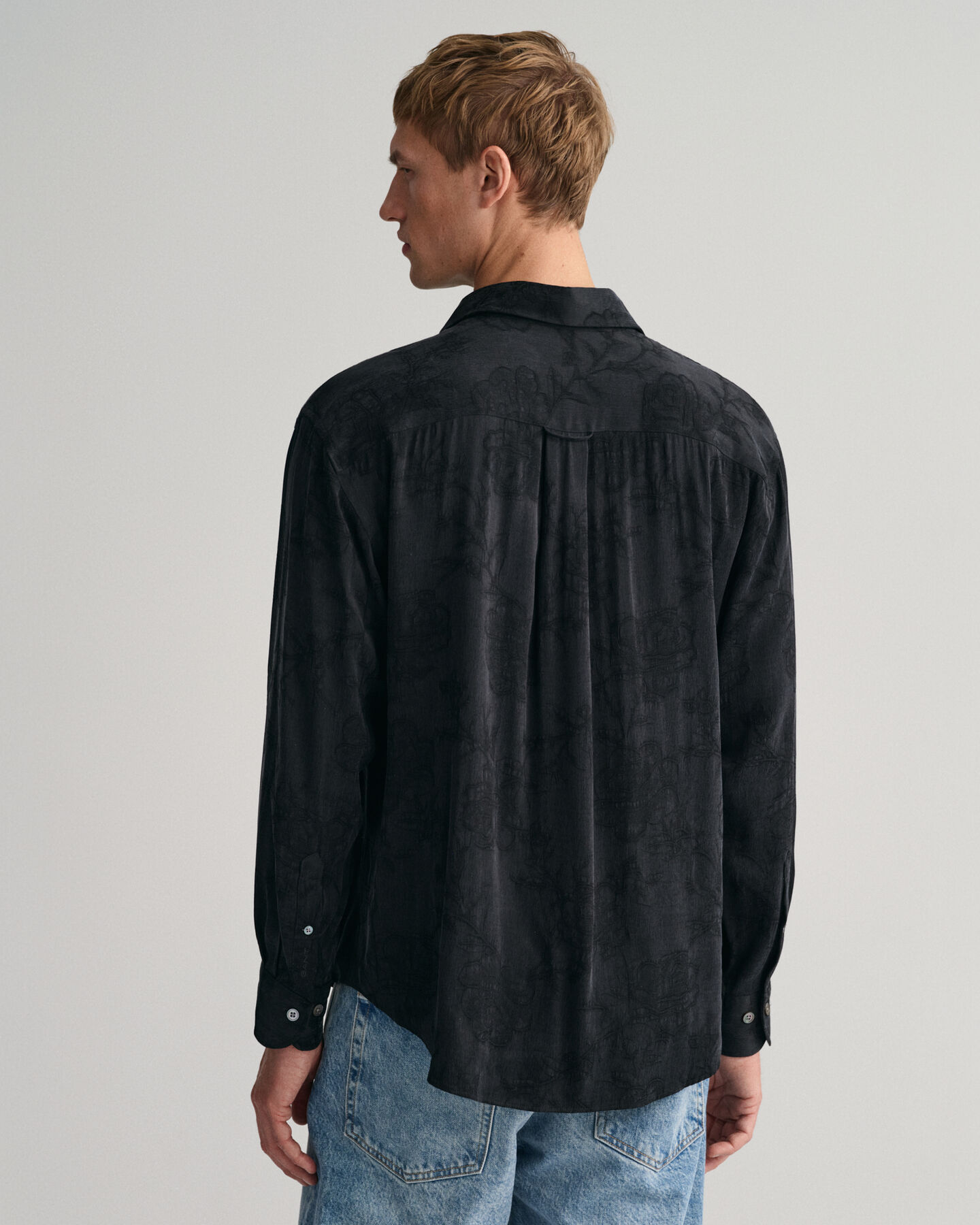 Camisa Relaxed Fit de jacquard en cupro y viscosa