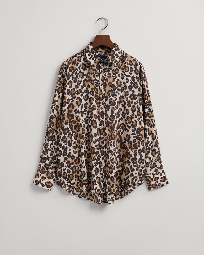Camisa Relaxed Fit de modal con estampado de leopardo