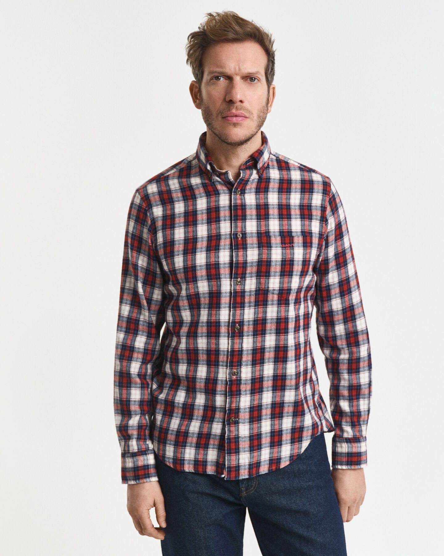 Camisa Regular Fit de franela Windblown a cuadros