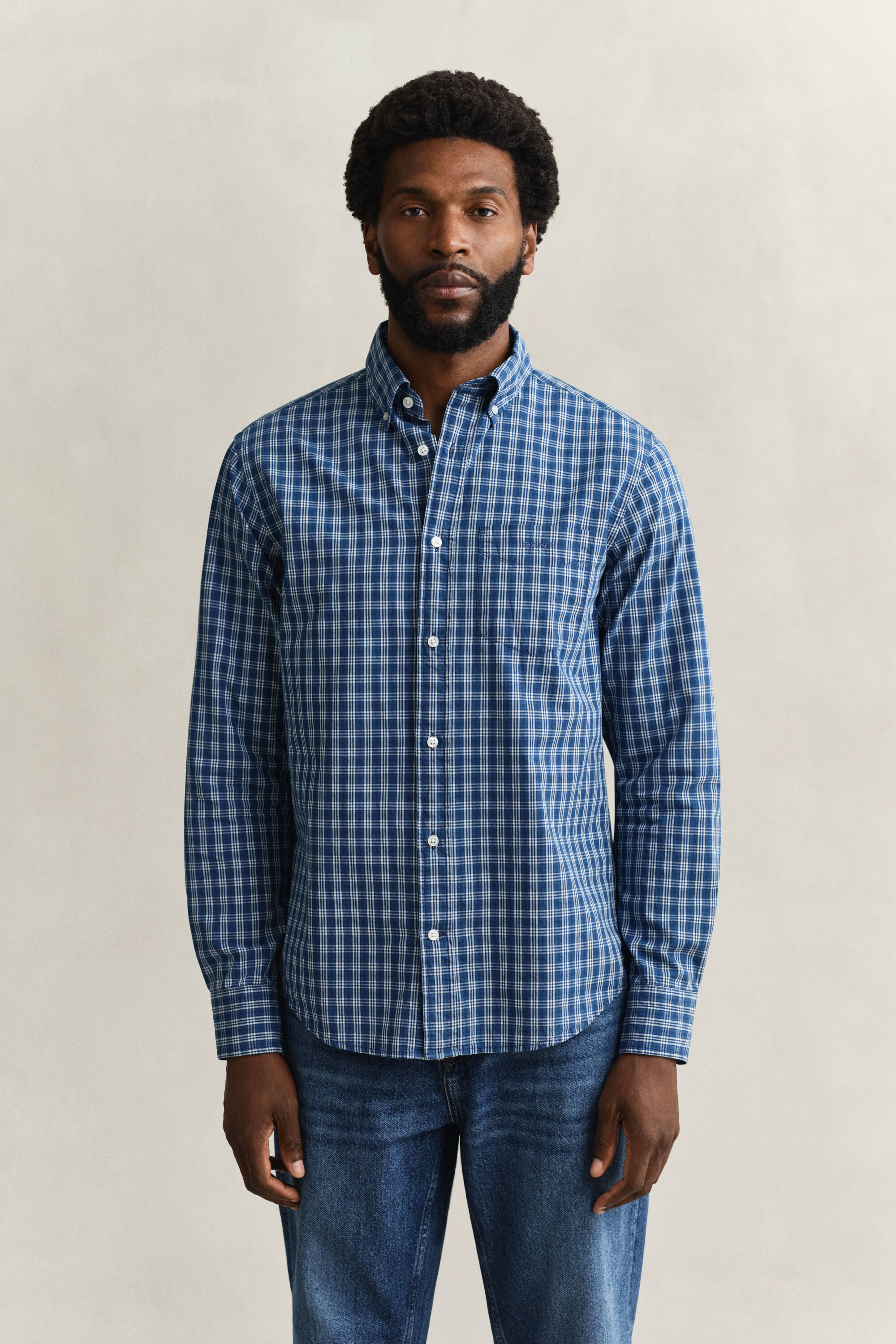 Camisa de cuadros añil