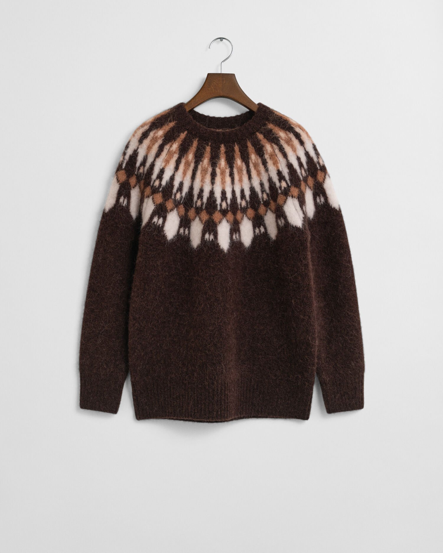 Jersey de cuello redondo con diseño Fair Isle en mezcla de alpaca