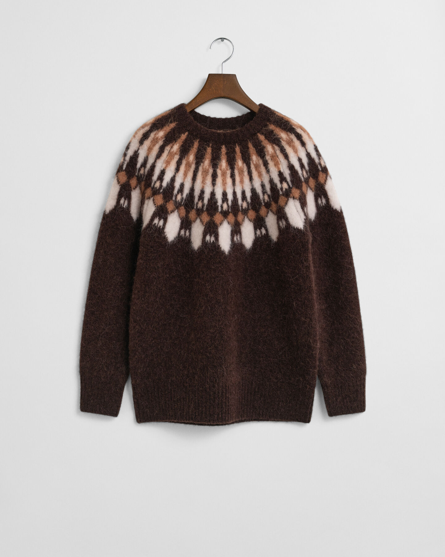 Jersey de cuello redondo con diseño Fair Isle en mezcla de alpaca