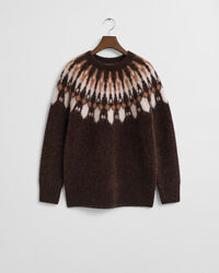 Jersey de cuello redondo con diseño Fair Isle en mezcla de alpaca