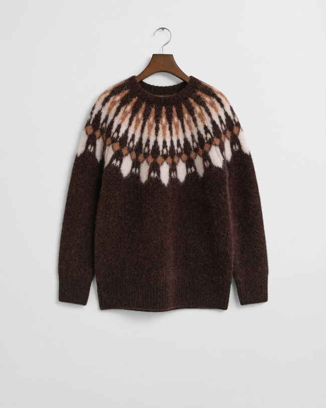 Jersey de cuello redondo con diseño Fair Isle en mezcla de alpaca
