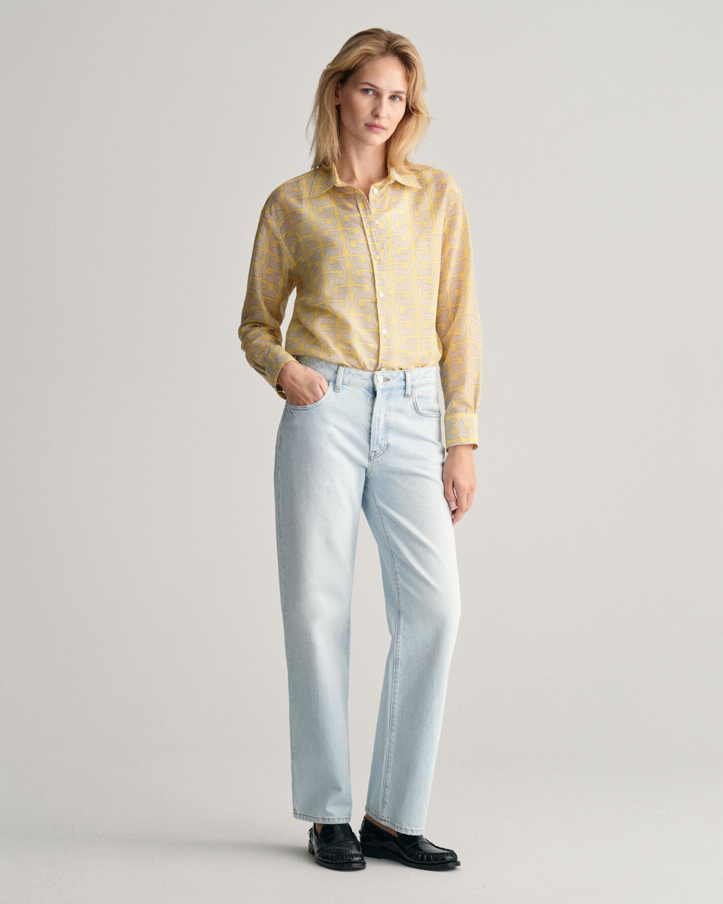 Camisa Relaxed Fit de algodón y seda G Patterned