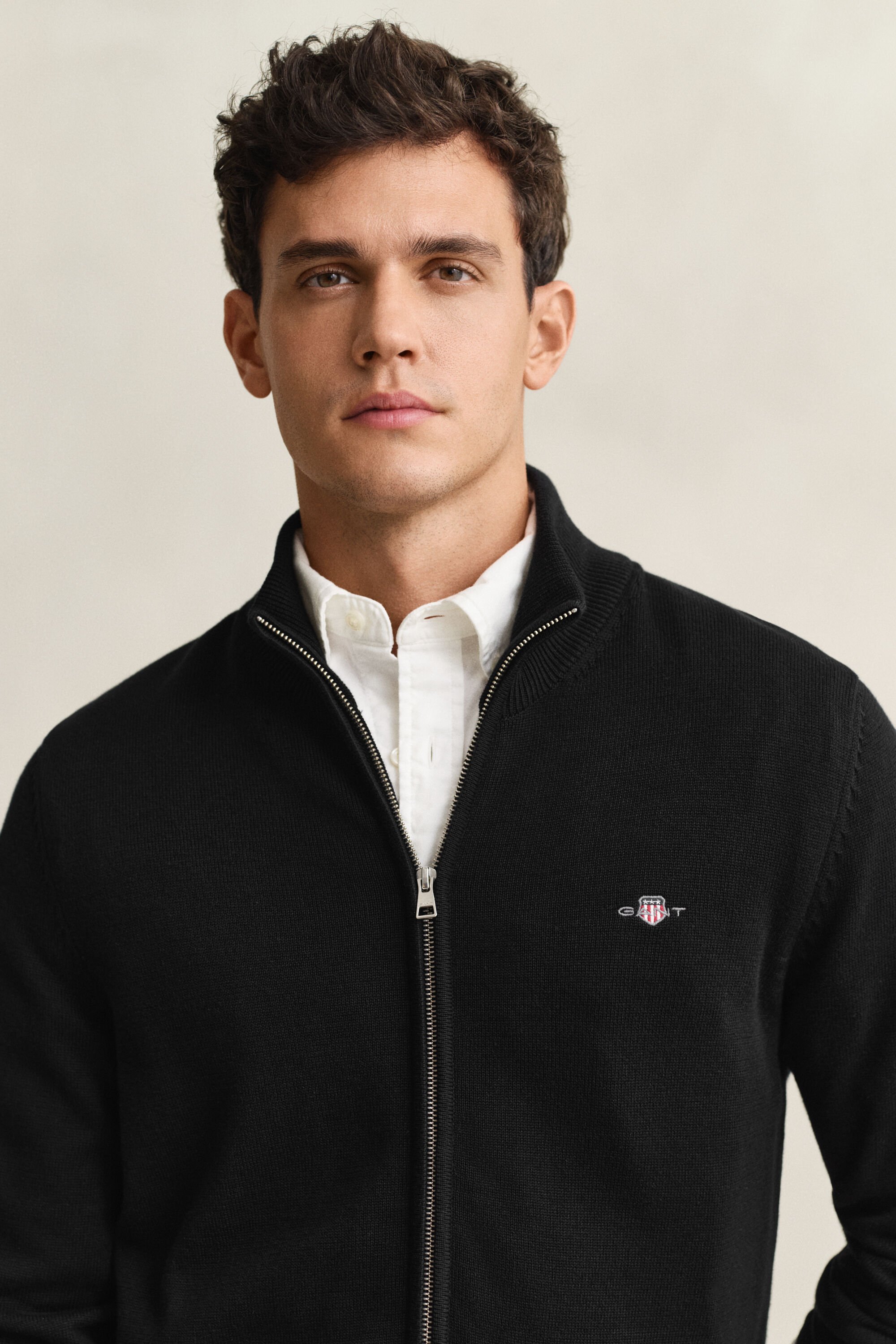 Cárdigan de algodón con cremallera Casual