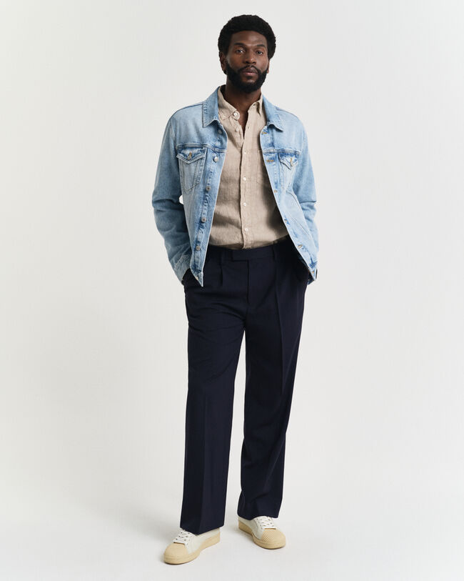 Camisa Regular Fit de lino te&ntilde;ido en prenda