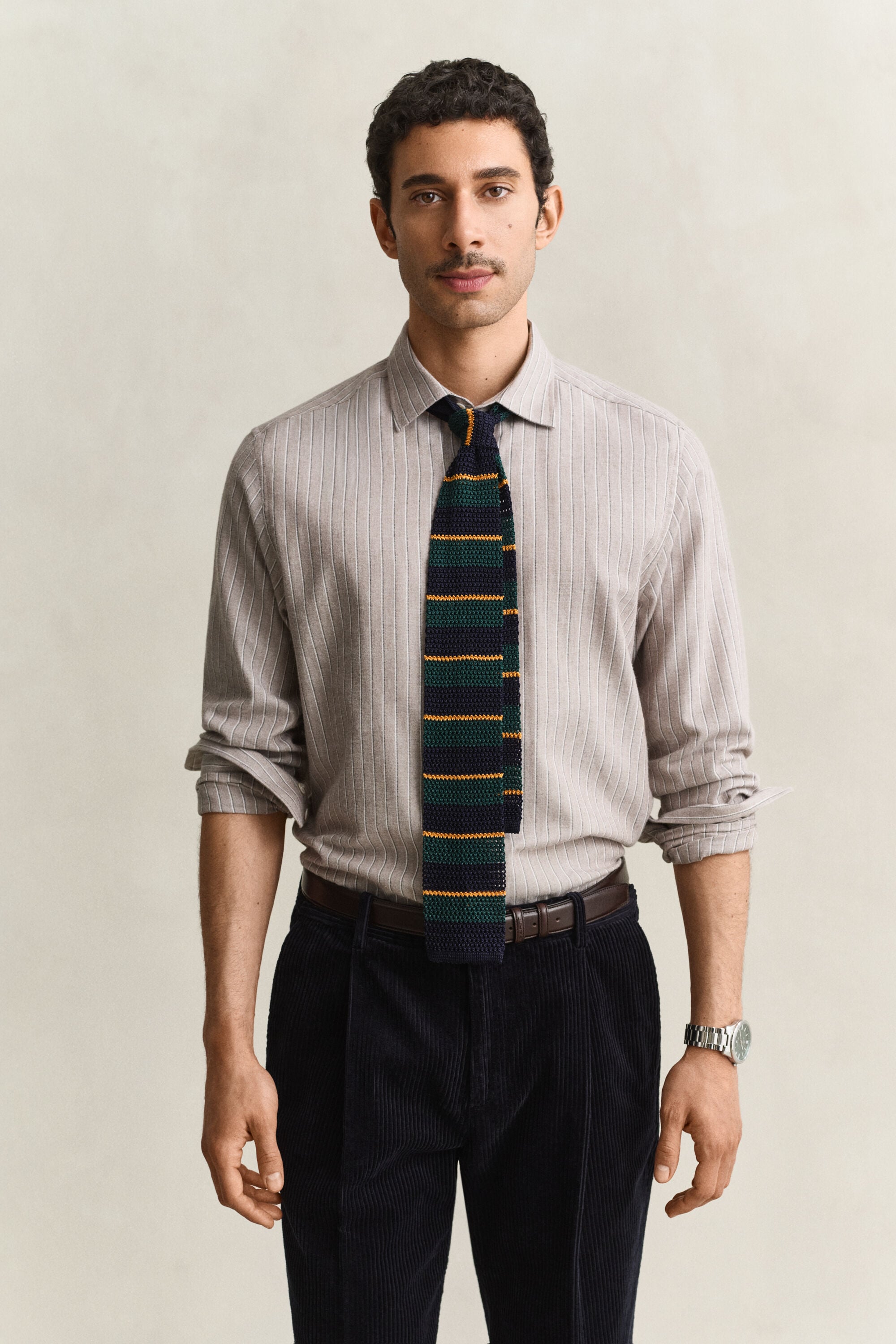 Camisa de franela jaspeada a rayas