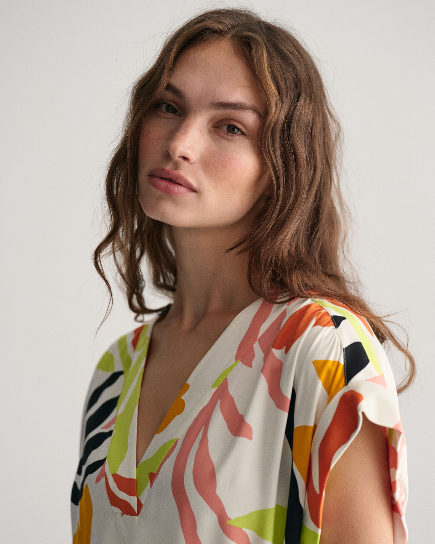 Vestido de manga corta Palm Print