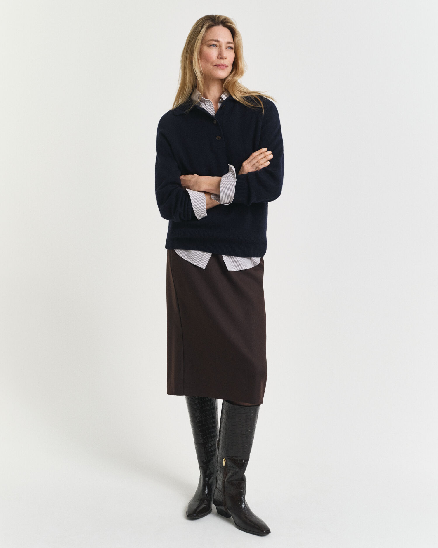 Falda midi de tubo en mezcla de lana