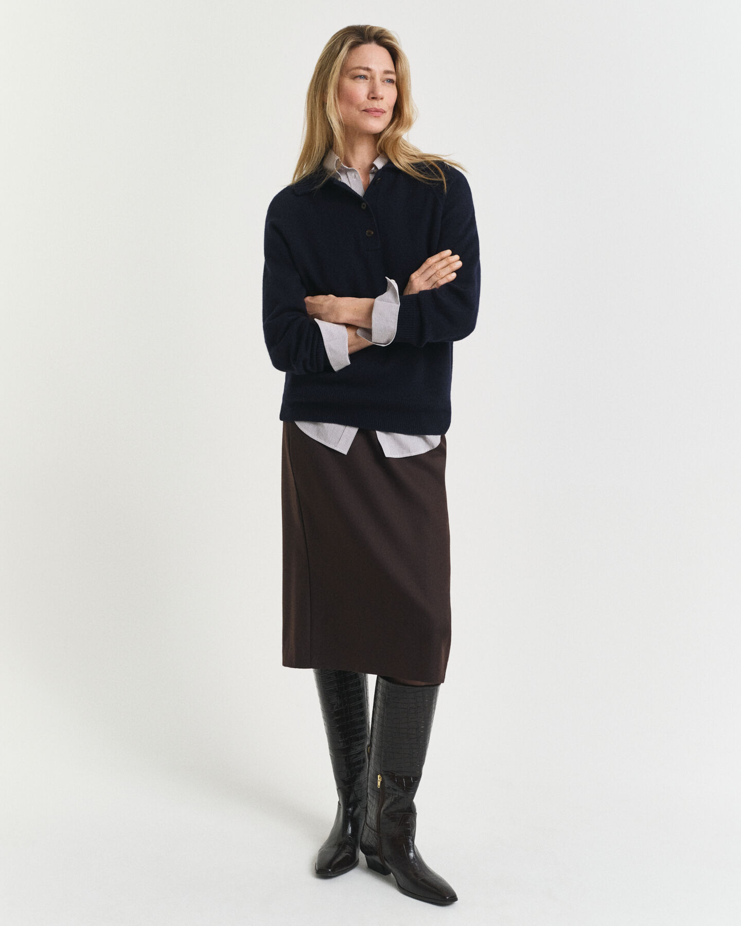 Falda midi de tubo en mezcla de lana