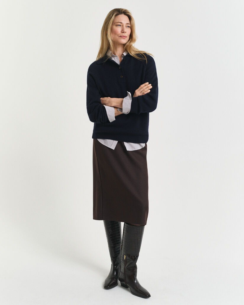 Falda midi de tubo en mezcla de lana