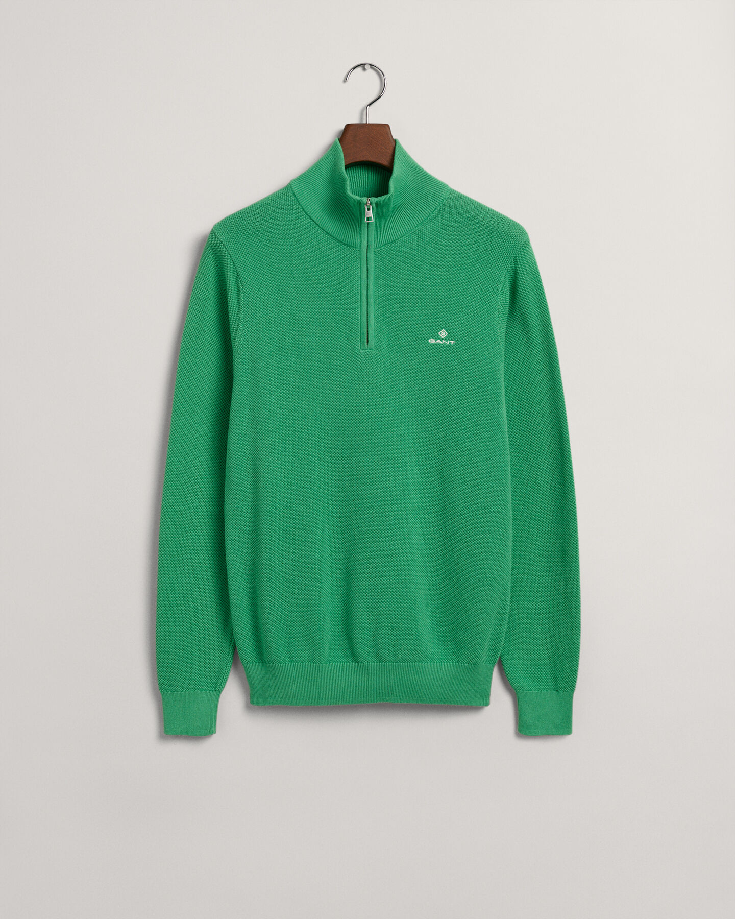 Jersey de piqu&eacute; de algod&oacute;n con media cremallera