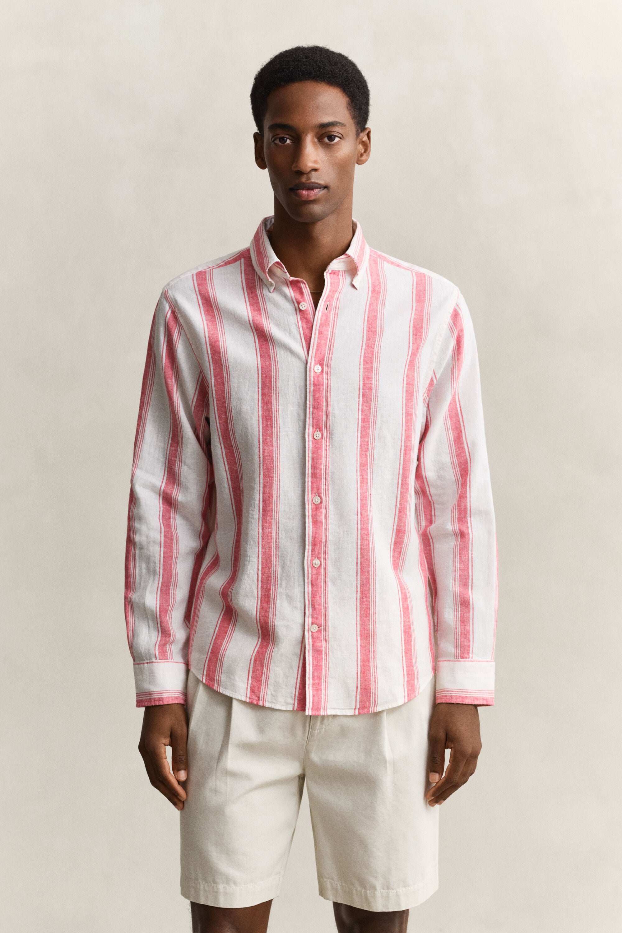 Camisa de mezcla de lino a rayas