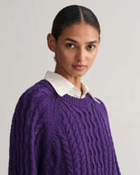 Jersey extragrande de cuello redondo y punto de ochos