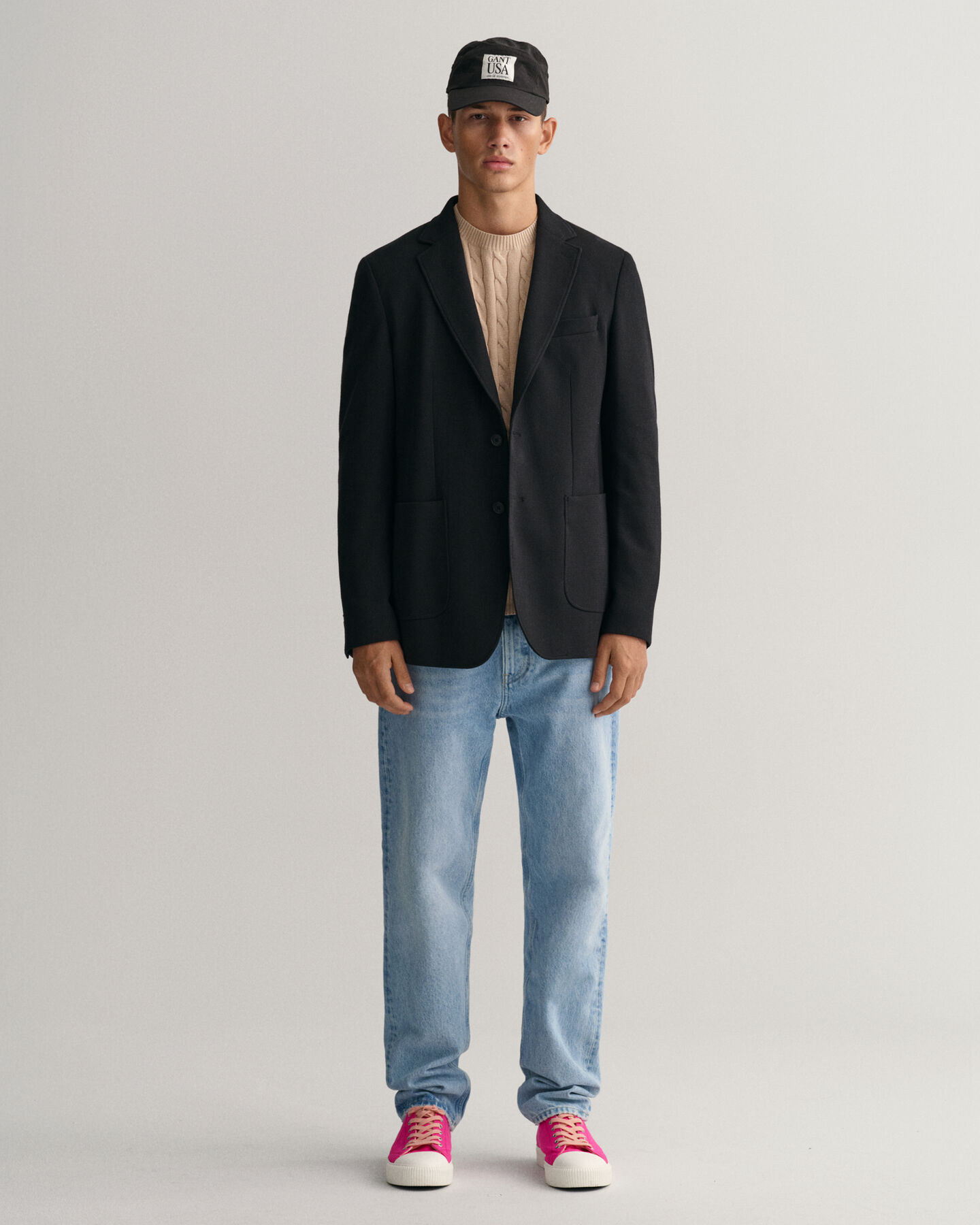 Jersey de cuello redondo y punto de ochos en algod&oacute;n