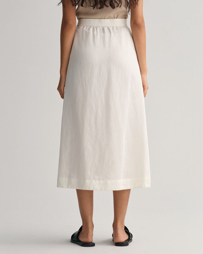 Falda midi de viscosa y lino