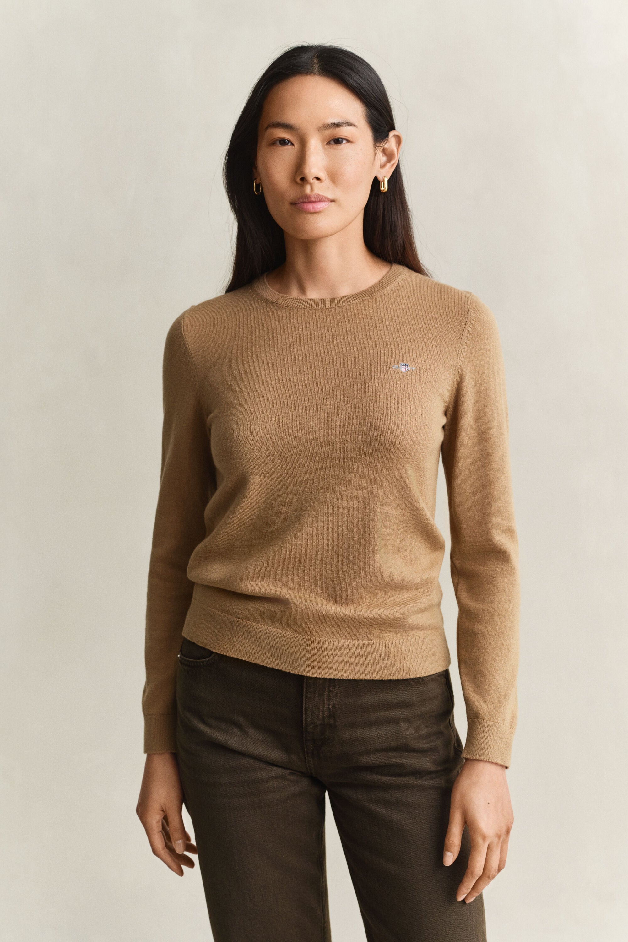 Jersey de lana y algodón con cuello redondo