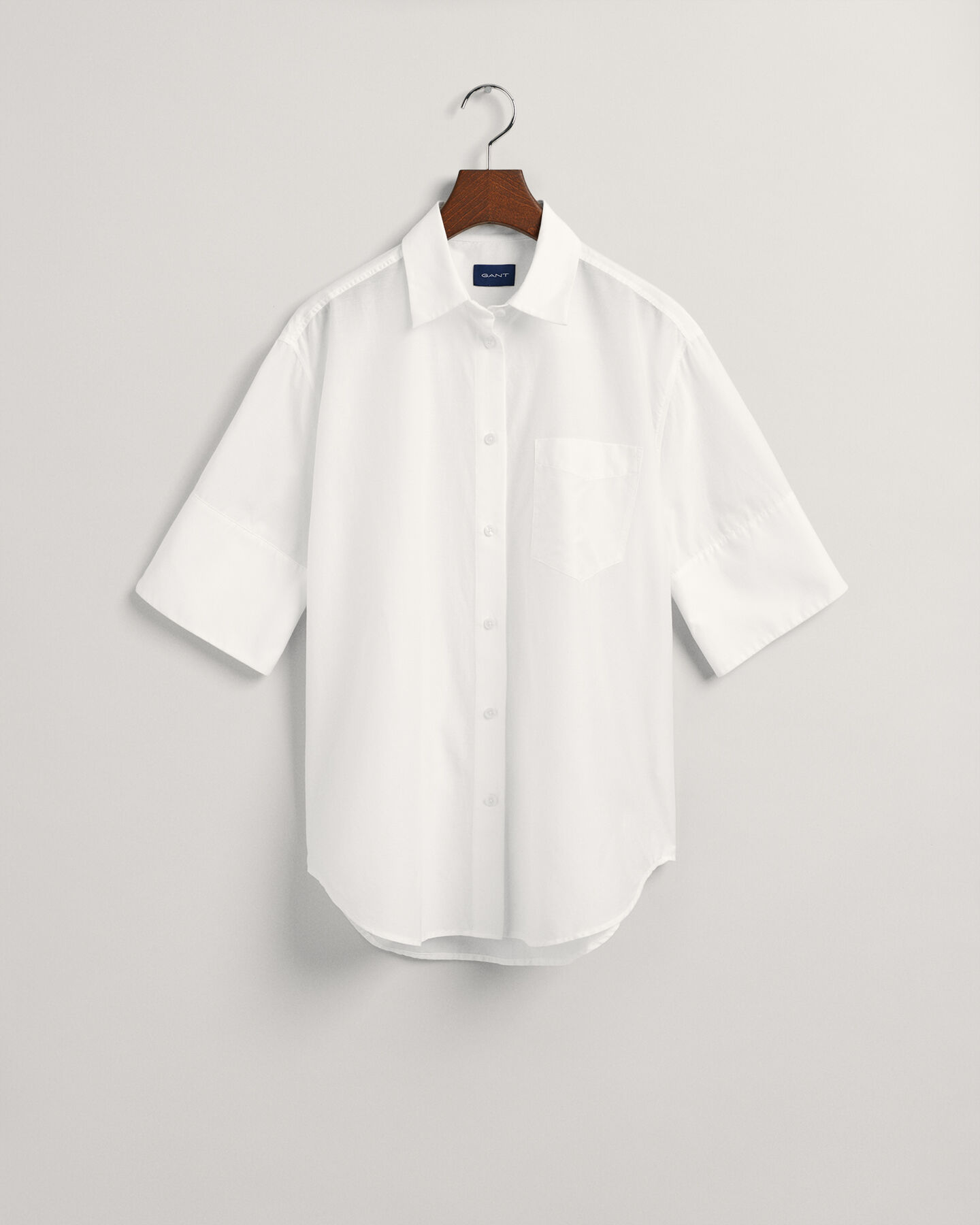 Camisa Relaxed Fit de manga corta en algod&oacute;n y seda