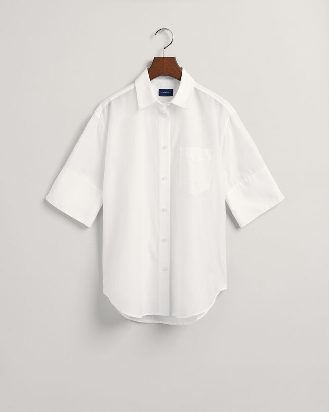 Camisa Relaxed Fit de manga corta en algod&oacute;n y seda