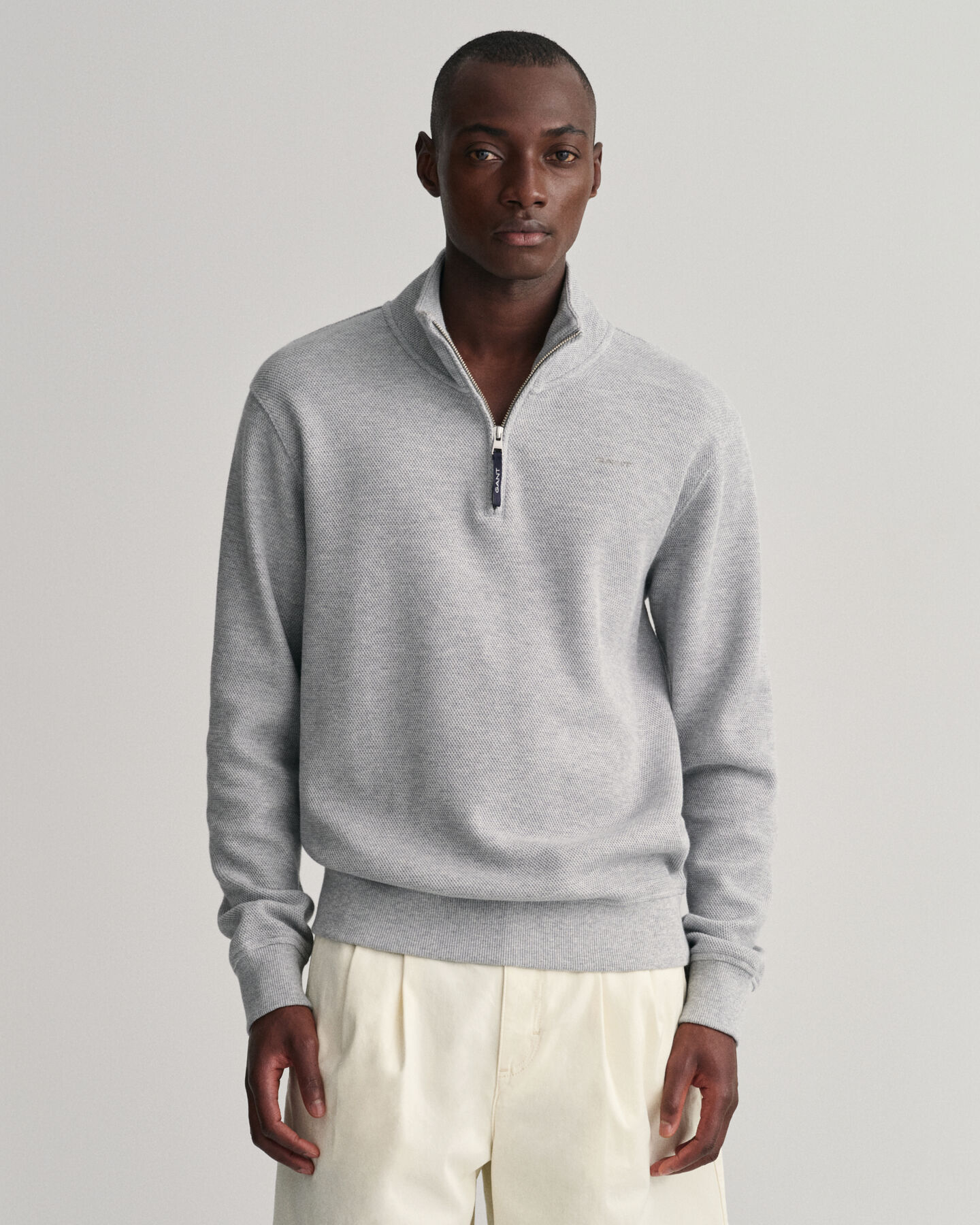 Jersey con media cremallera Waffle Texture