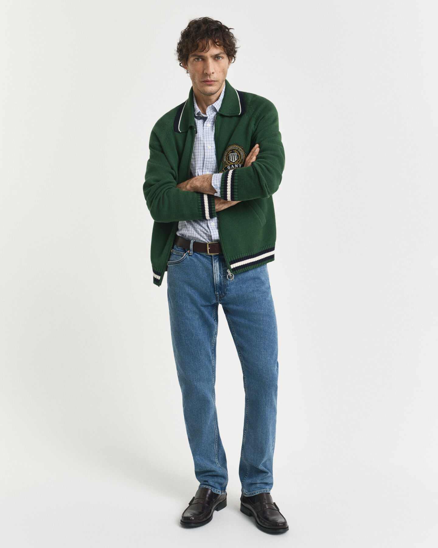 Camisa Regular Fit clásica de popelina a cuadros pequeños