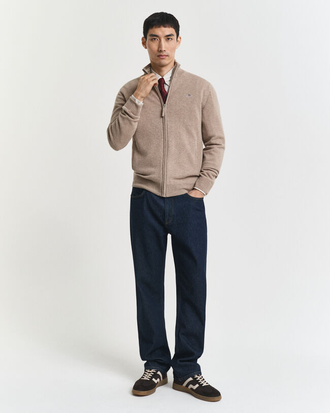 Cárdigan de lana de oveja muy fina con cremallera