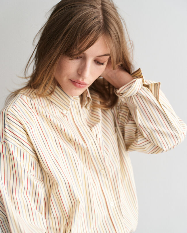 Camisa extragrande de popelina a rayas