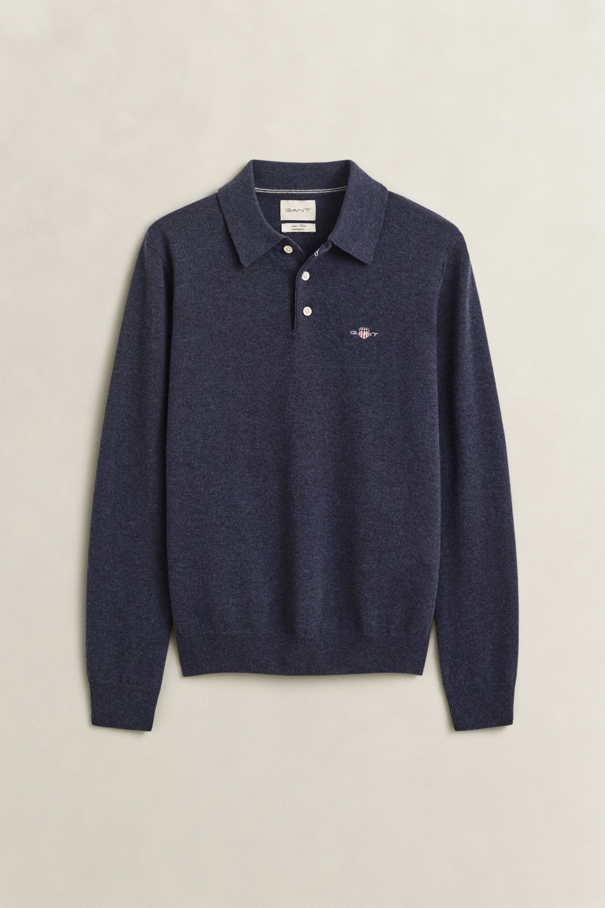 Jersey tipo polo de lana de oveja muy fina