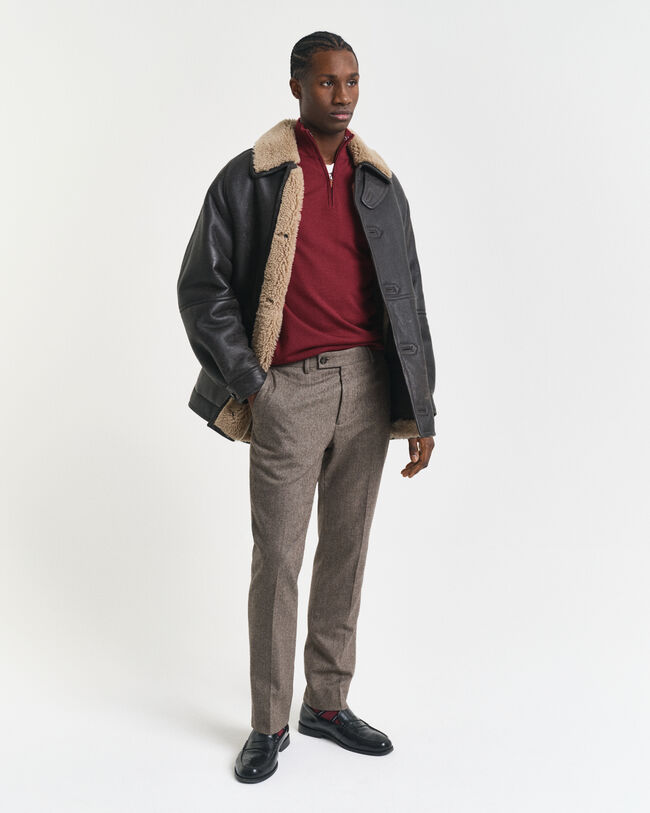 Jersey de lana merino extrafina con media cremallera