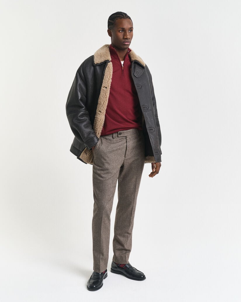 Jersey de lana merino extrafina con media cremallera