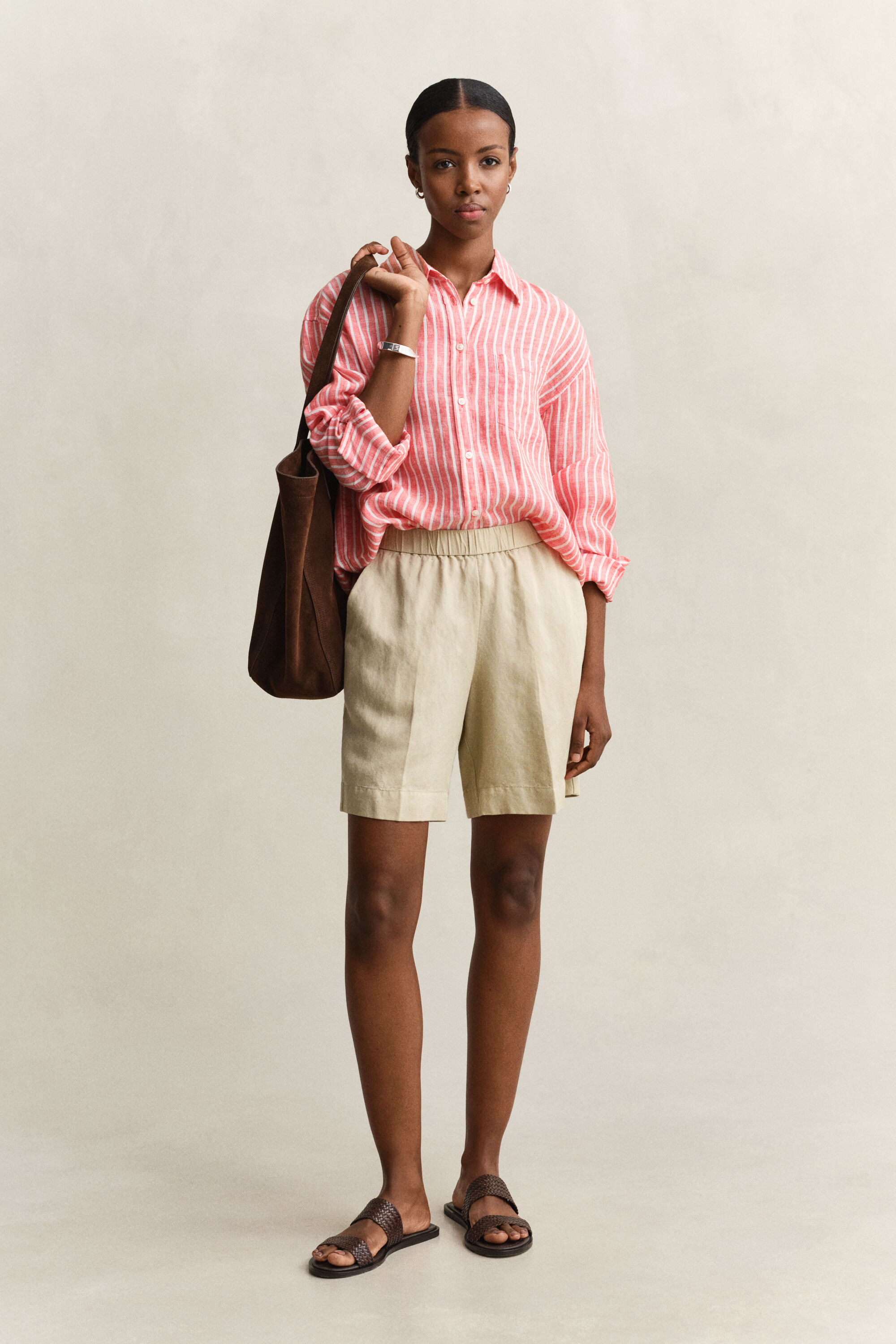 Camisa Relaxed Fit de lino a rayas